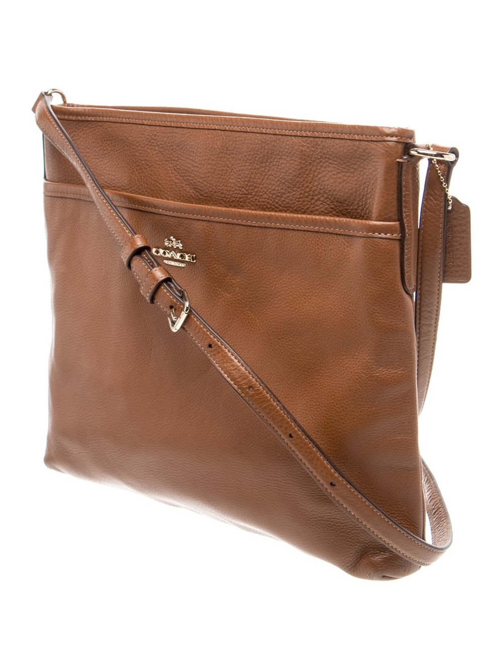 Coach Pebbled Leather Shoulder Bag in Saddle (Brown) with Gold Hardware